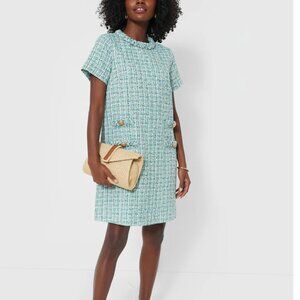 NWT Tuckernuck Sea Glass Tweed Jackie Dress Green blue m crew short sleeve